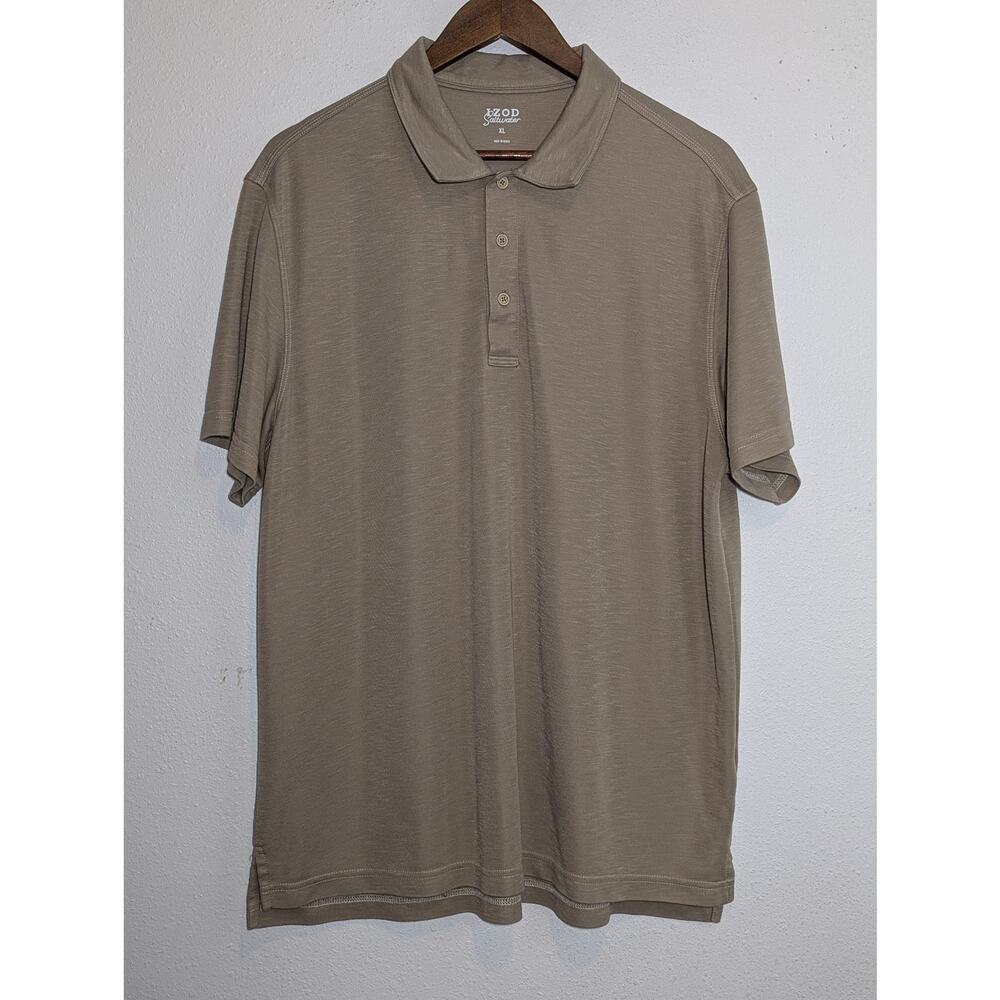 IZOD Saltwater Beige Short Sleeve Golf Shirt Size XL